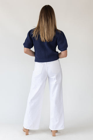 Simone Navy Waffle Knit Sweater