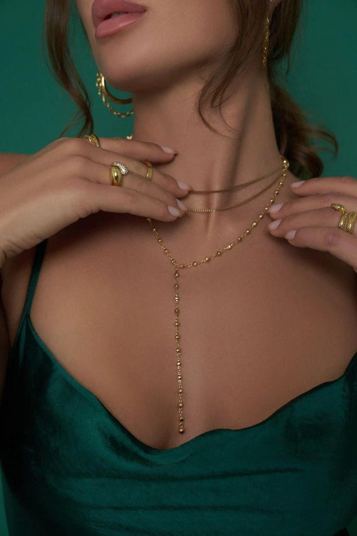 Sleek Peek Gold Lariat Necklace - Final Sale