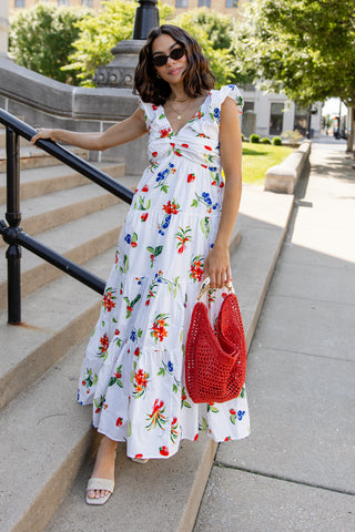 Isla Riviera Fruit Print Maxi Dress