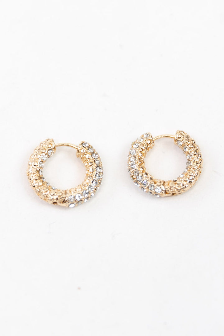 Gold Pave Huggie Earrings