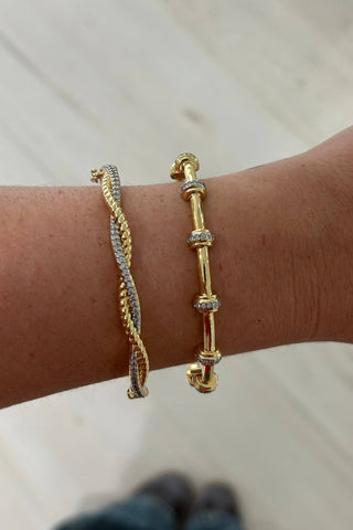 Pave Two Tone Studded Cuff