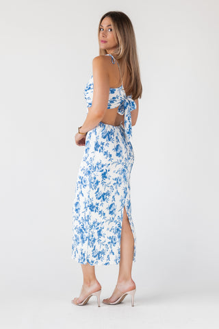 Adair Blue Floral Plisse Dress - Final Sale