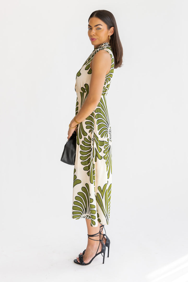 Alaina Olive Abstract Midi Dress