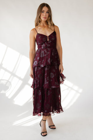 Astr The Label Lupin Dress - Wine Floral