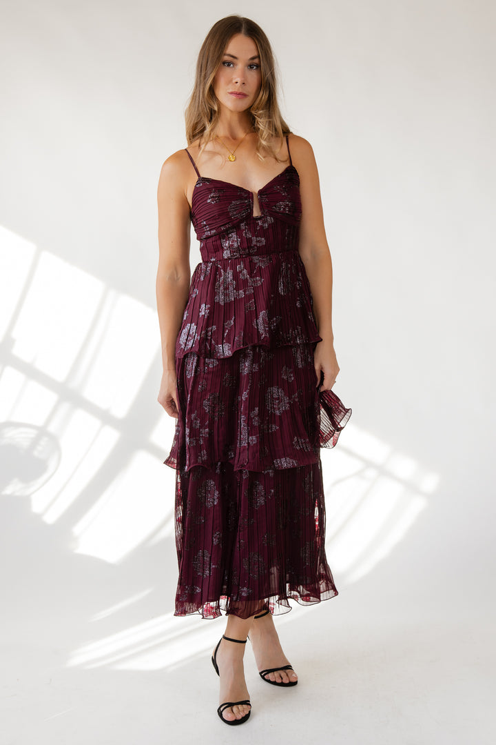 Astr The Label Lupin Dress - Wine Floral
