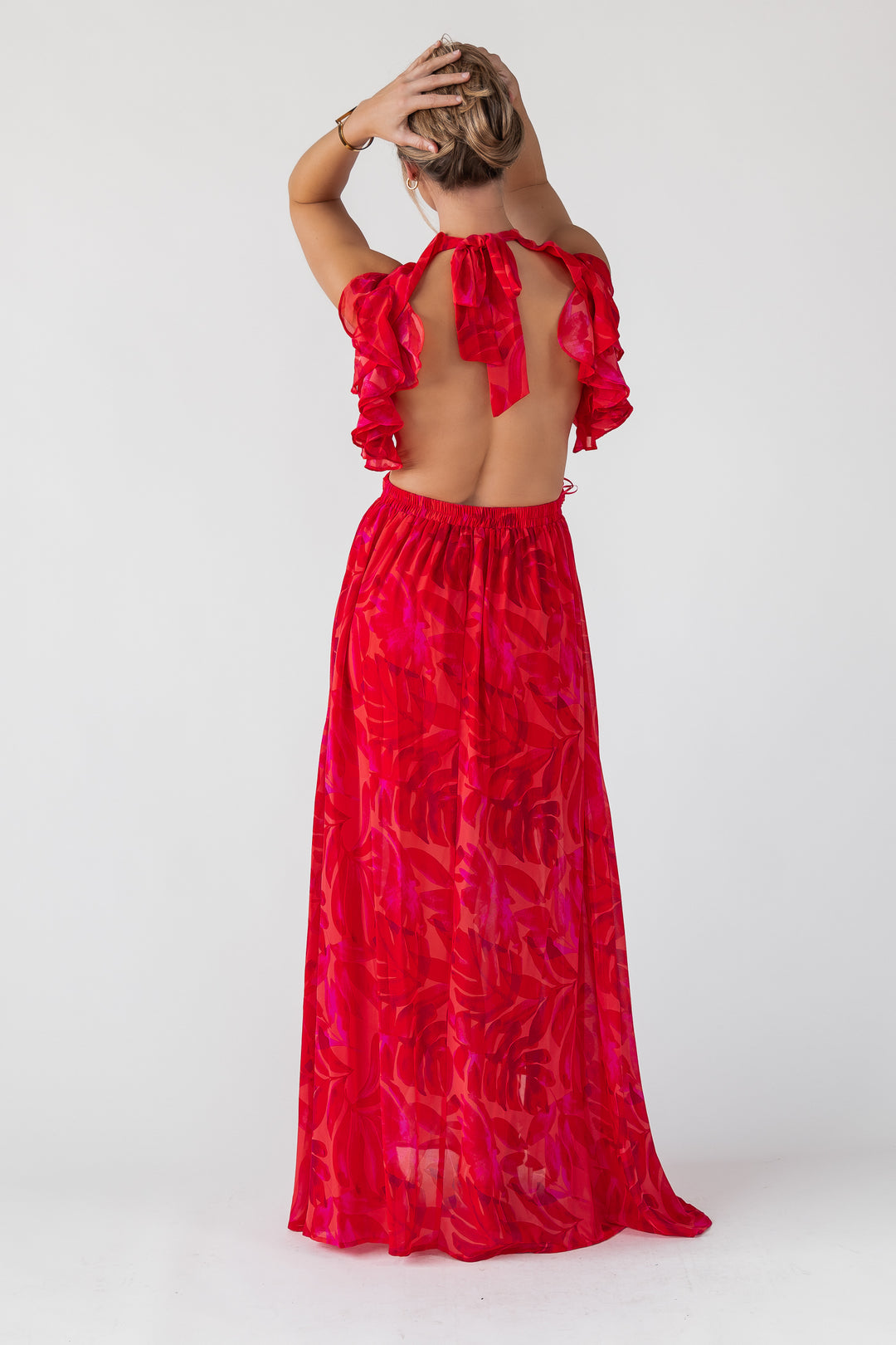 Athena Red Cutout Maxi Dress - Final Sale