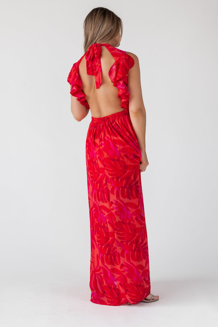 Athena Red Cutout Maxi Dress - Final Sale