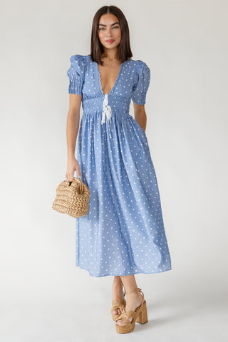 Beau Midi Dress - Blue Dot