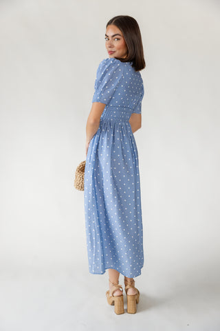 Beau Midi Dress - Blue Dot