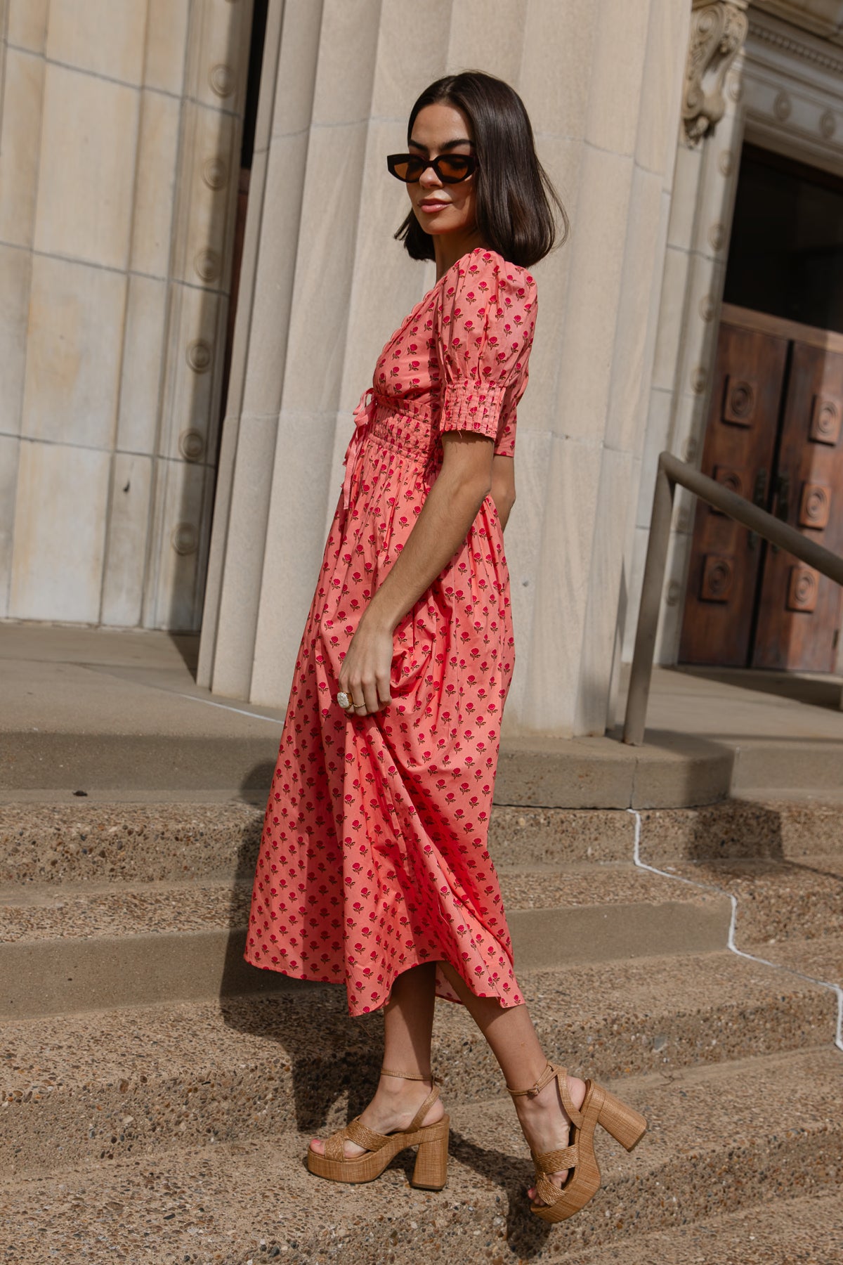 Beau Coral Floral Midi Dress Beau Coral Floral Midi Dress