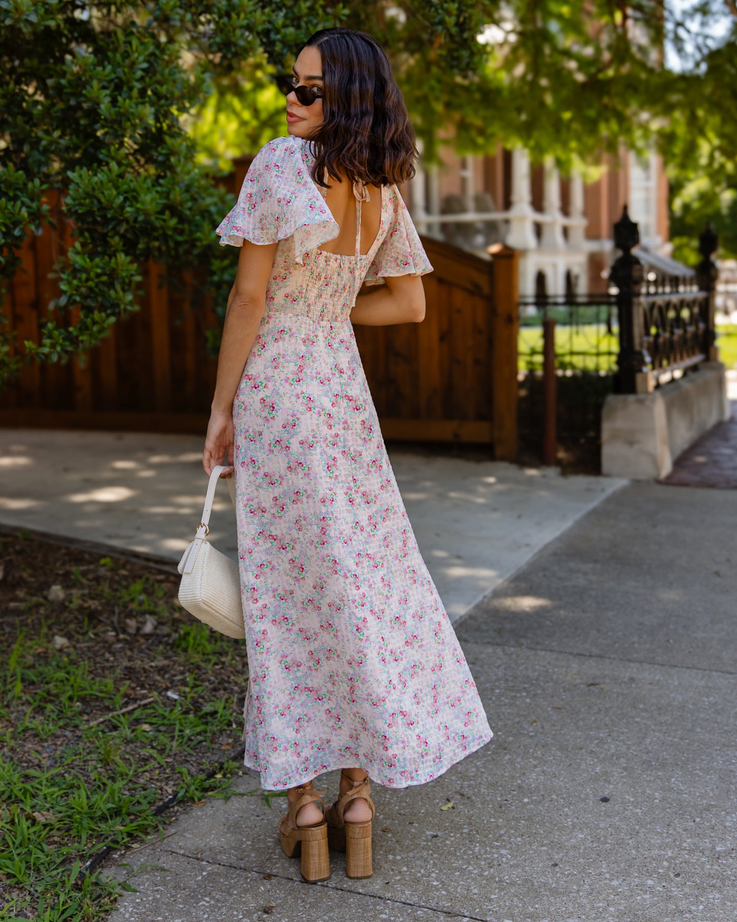 floral blush maxi dress Zapaka Women A-Line Floral Dress V-Neck Tiered Blush Tulle Embroidered Long Wedding Guest Dress, Blush / US2