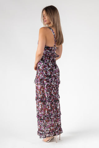 Black Floral Ruffle Maxi Dress - Final Sale