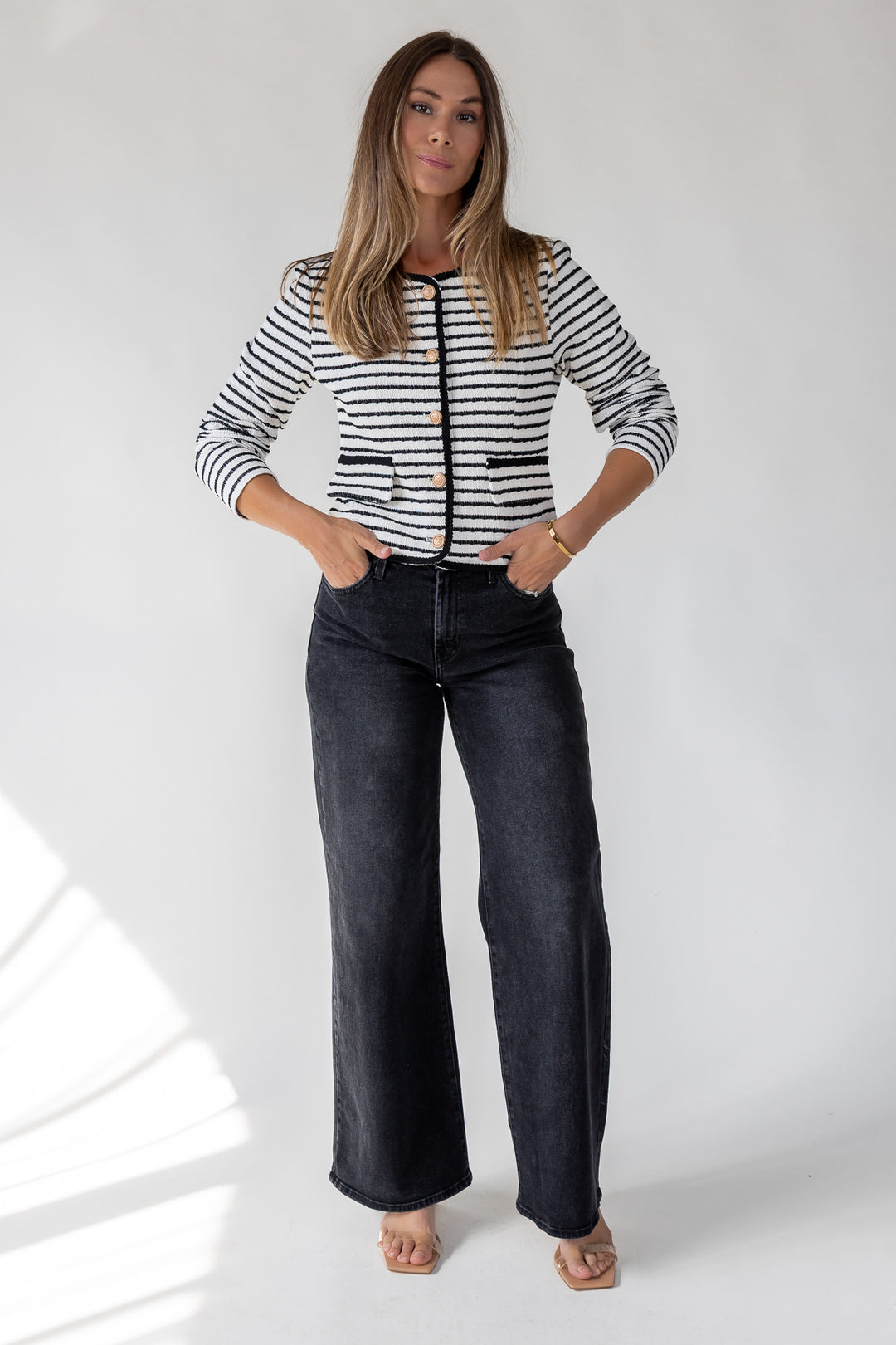 Blake White Knit Stripe Top