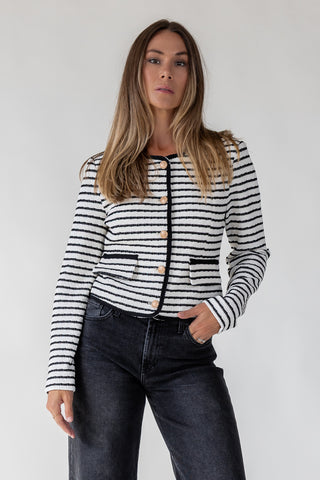 Blake White Knit Stripe Top