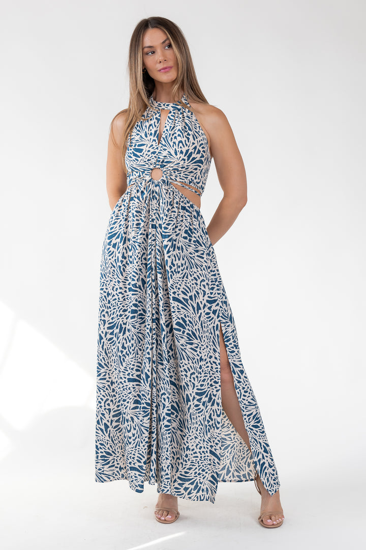 Santorini Breeze Halter Maxi Dress - Final Sale