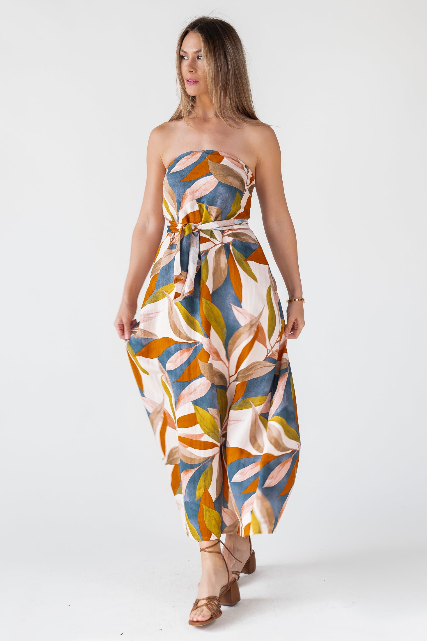 Blue Strapless Wrap Maxi Dress - Final Sale