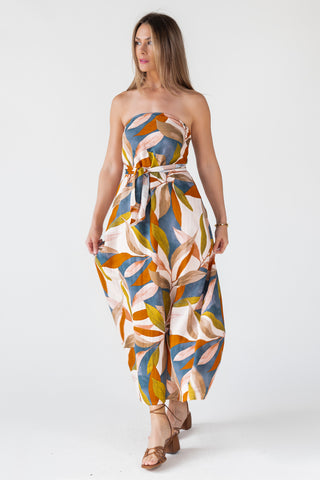 Blue Strapless Wrap Maxi Dress - Final Sale