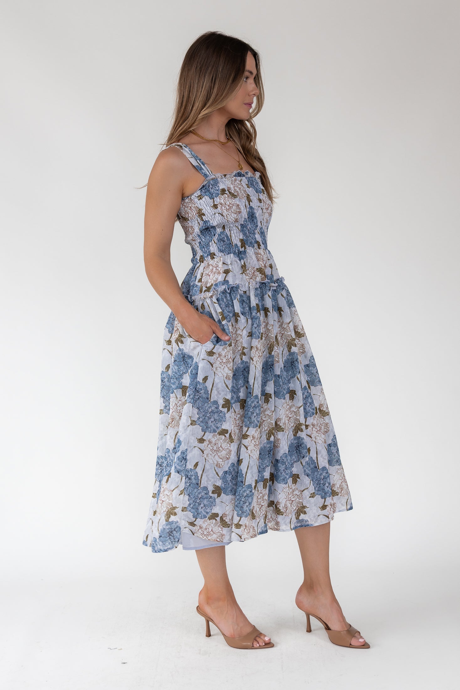 Bluebell Bloom Smocked Midi Dress