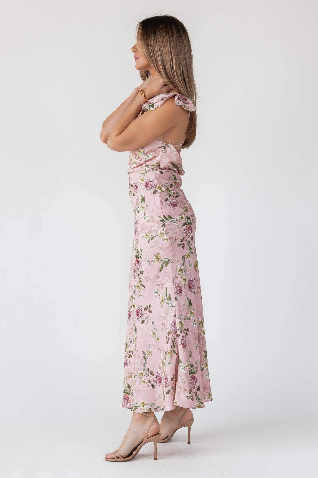Blush Floral Flutter Strap Maxi Dress - Final Sale