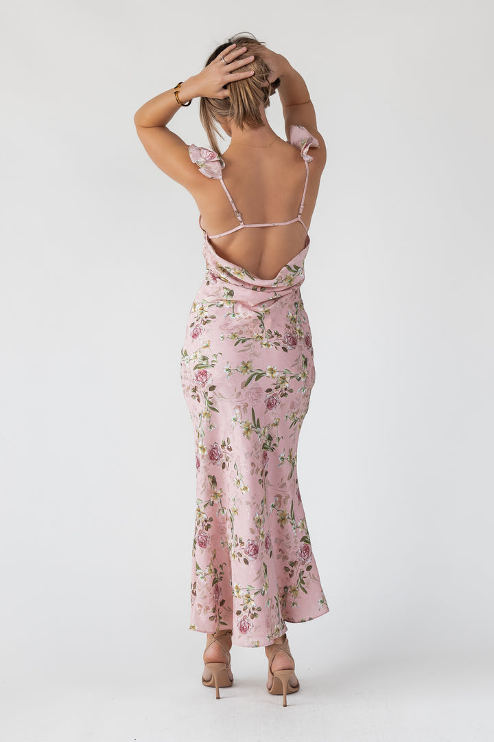 Blush Floral Flutter Strap Maxi Dress - Final Sale