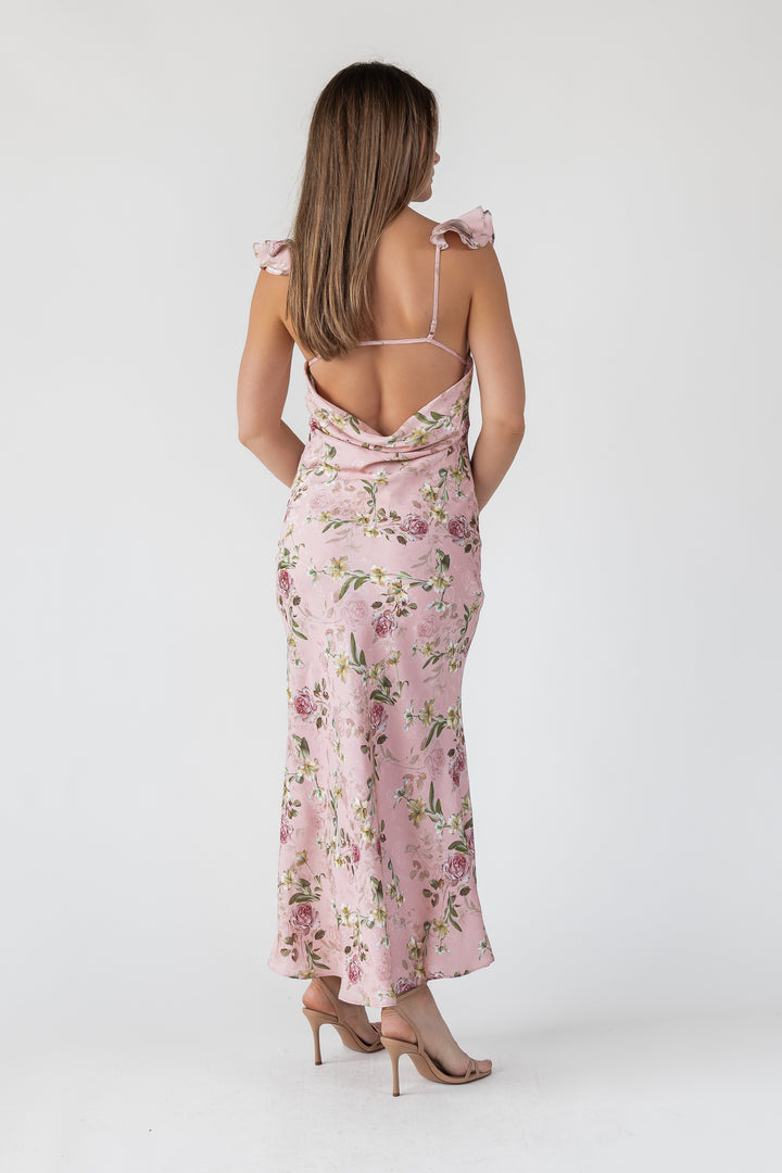 Blush Floral Flutter Strap Maxi Dress - Final Sale