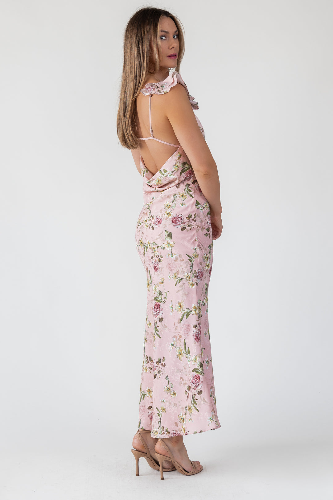 Blush Floral Flutter Strap Maxi Dress - Final Sale