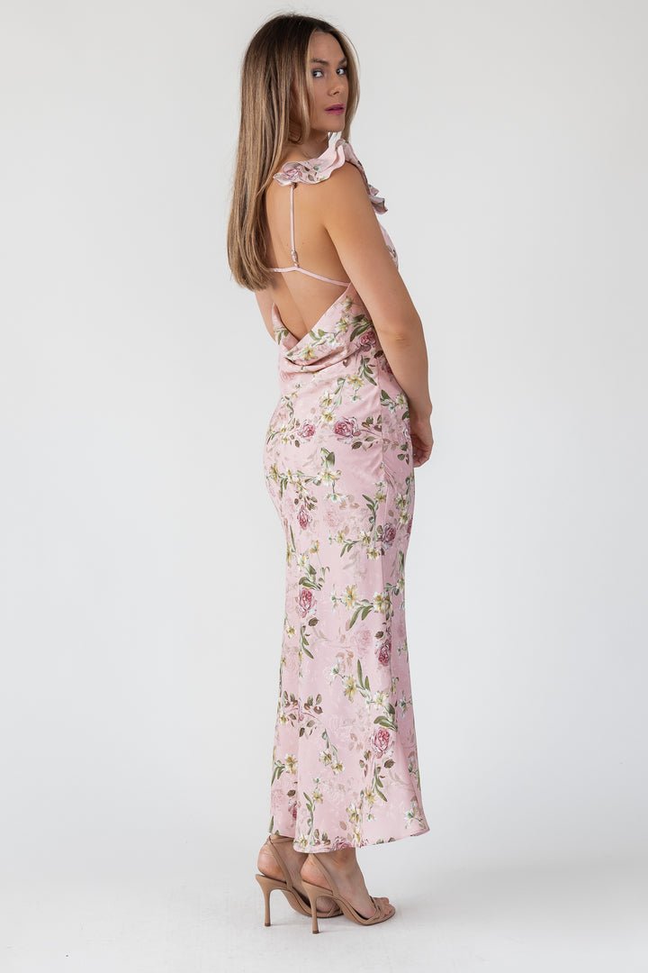 Blush Floral Flutter Strap Maxi Dress - Final Sale