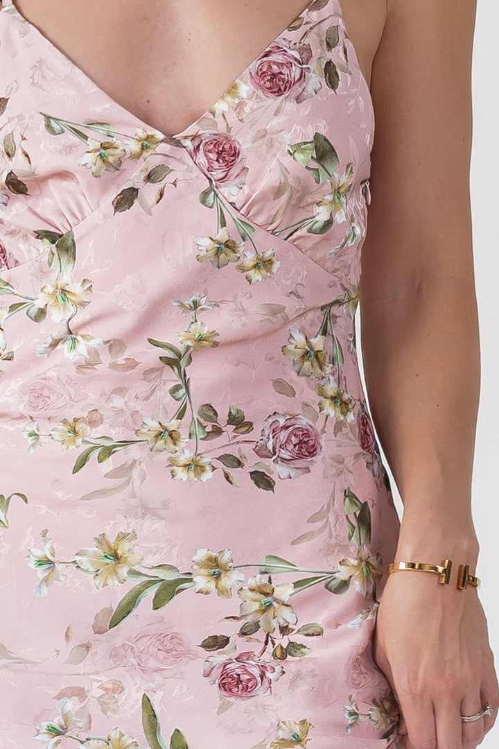Blush Floral Flutter Strap Maxi Dress - Final Sale