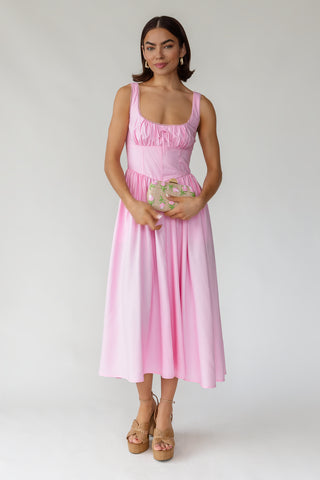 ruched midi dress pink Lucy Paris - Harlowe Ruched Midi Dress