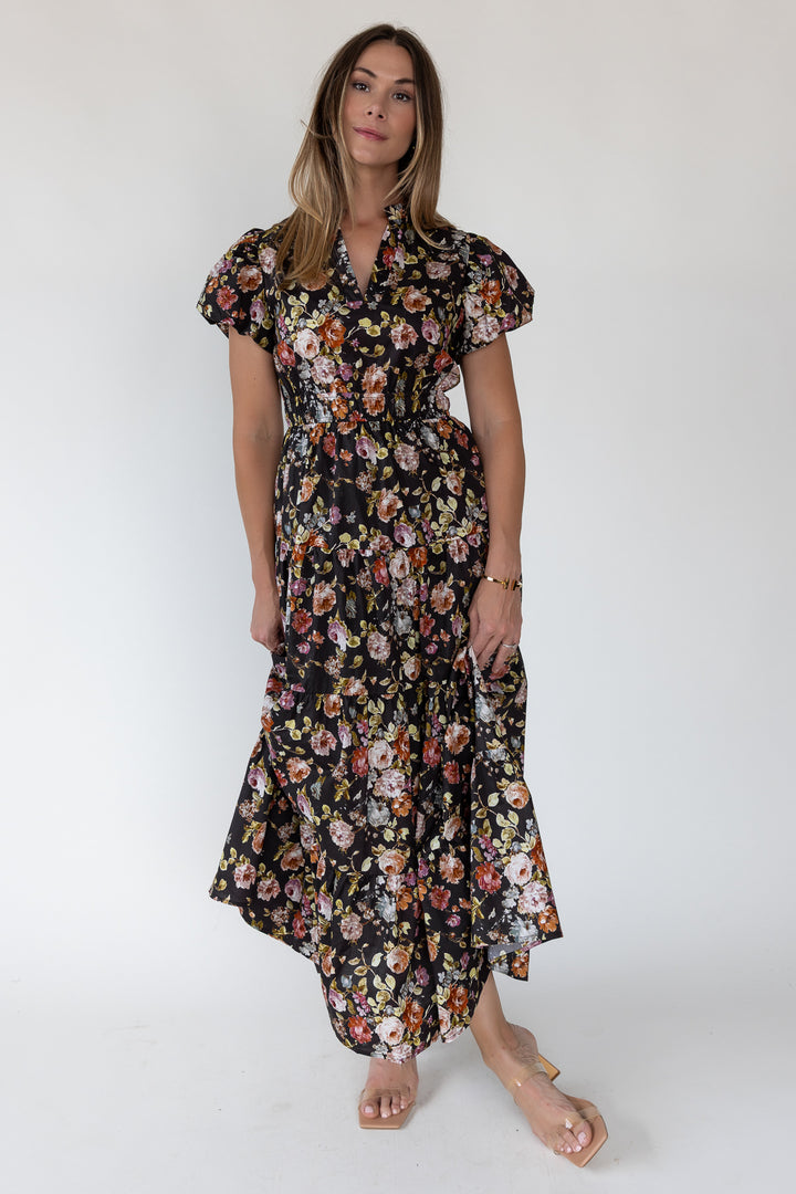 Britton Chocolate Floral Maxi Dress