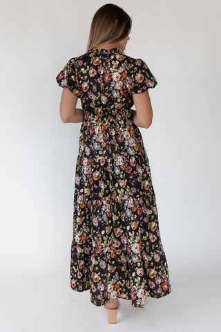 Britton Chocolate Floral Maxi Dress