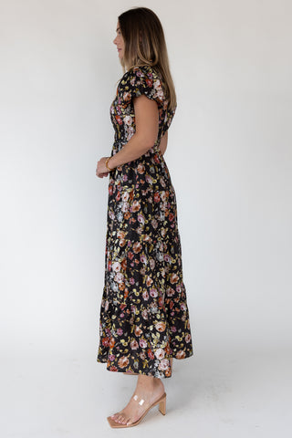 Britton Chocolate Floral Maxi Dress