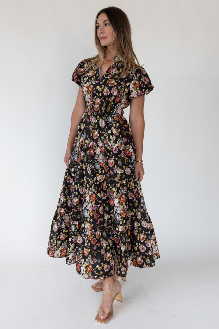 Britton Chocolate Floral Maxi Dress