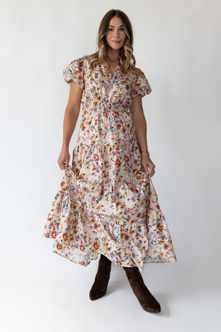 Britton Ecru Floral Maxi Dress