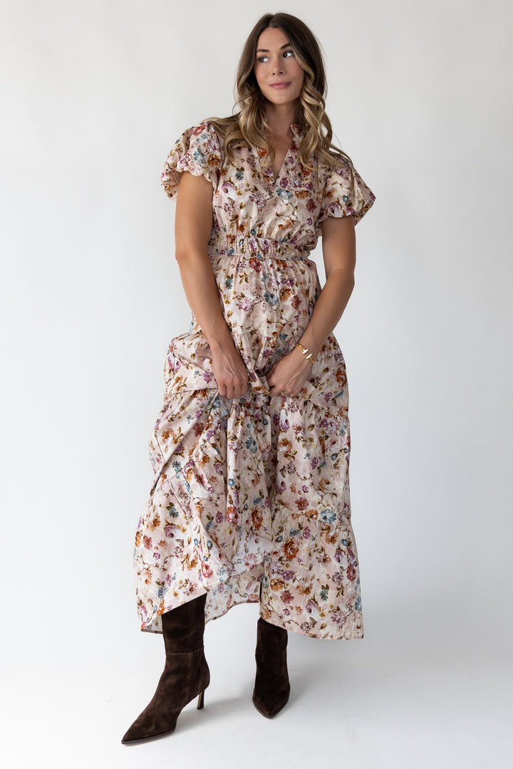 Britton Ecru Floral Maxi Dress