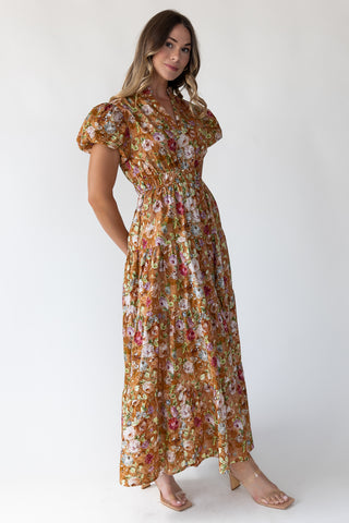 Britton Terracotta Floral Maxi Dress