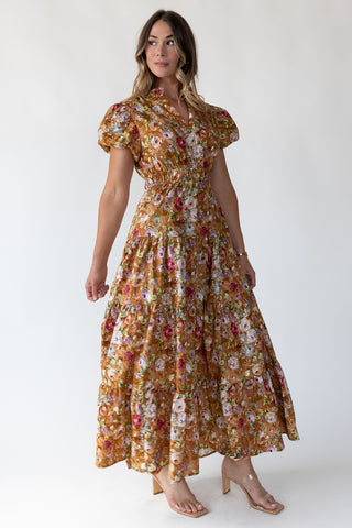 Britton Terracotta Floral Maxi Dress