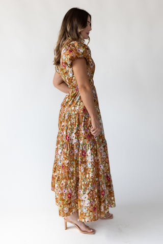 Britton Terracotta Floral Maxi Dress