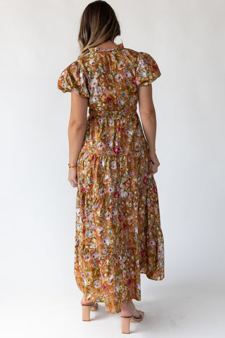 Britton Terracotta Floral Maxi Dress