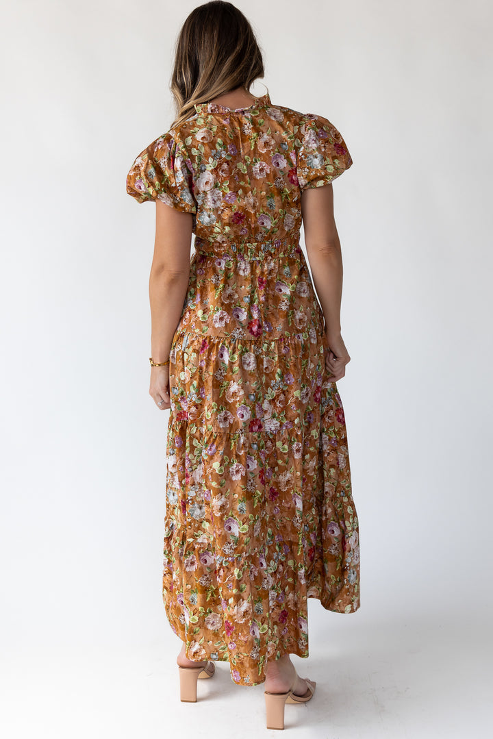 Britton Terracotta Floral Maxi Dress