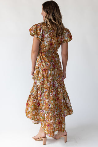 Britton Terracotta Floral Maxi Dress