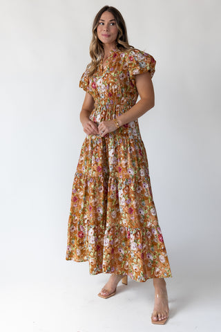 Britton Terracotta Floral Maxi Dress