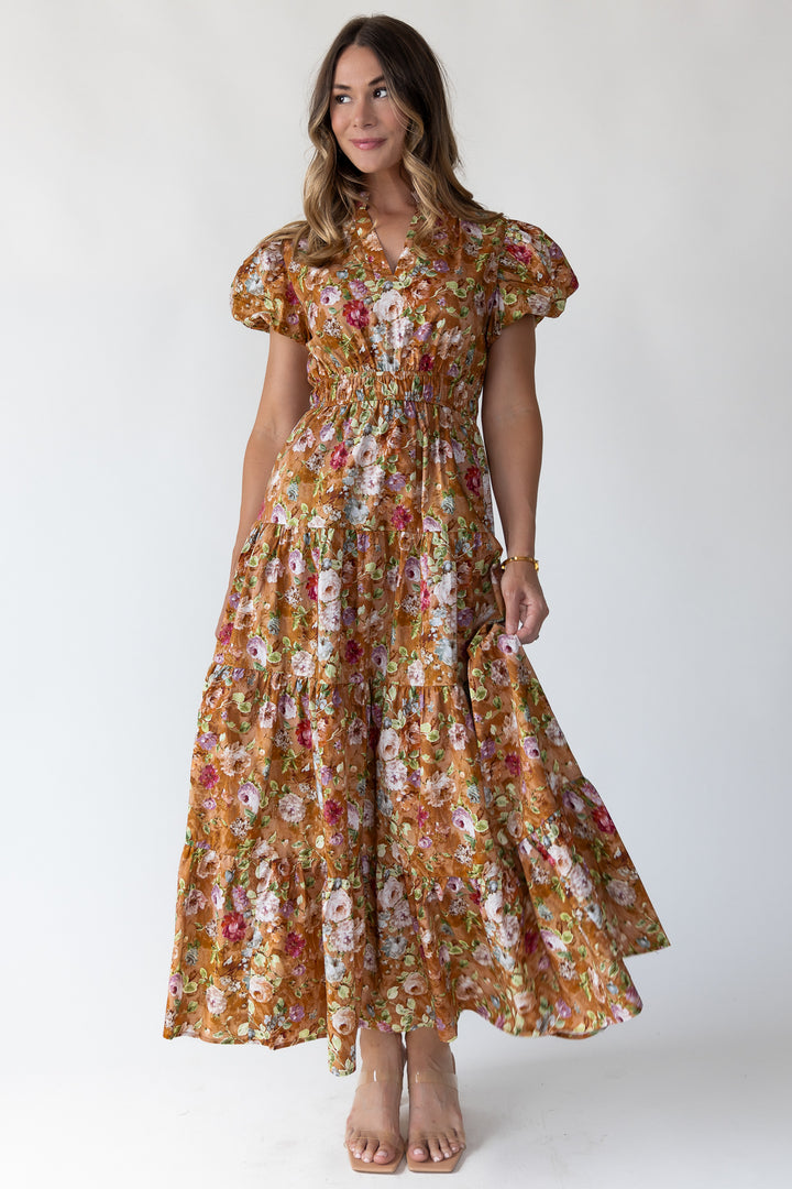 Britton Terracotta Floral Maxi Dress