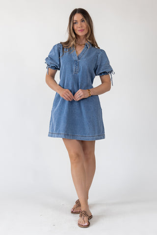 Camden Tie-Back Denim Mini Dress