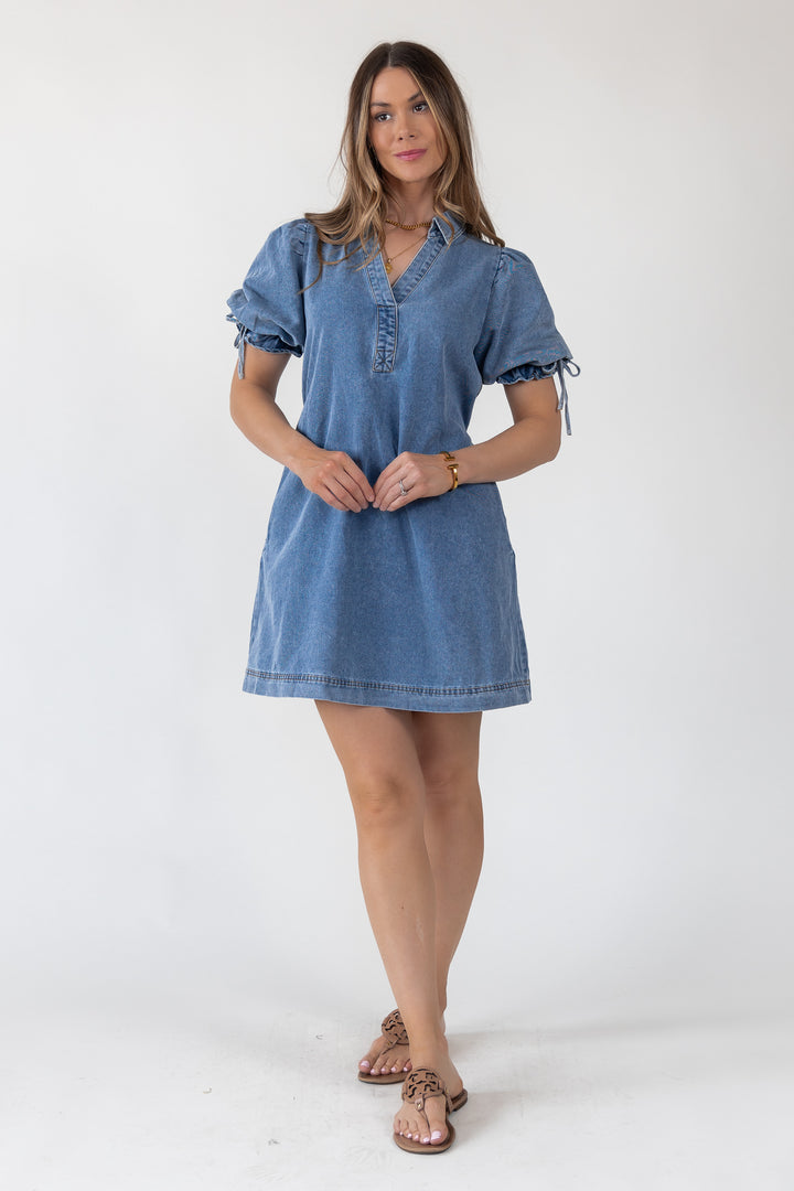 Camden Tie-Back Denim Mini Dress
