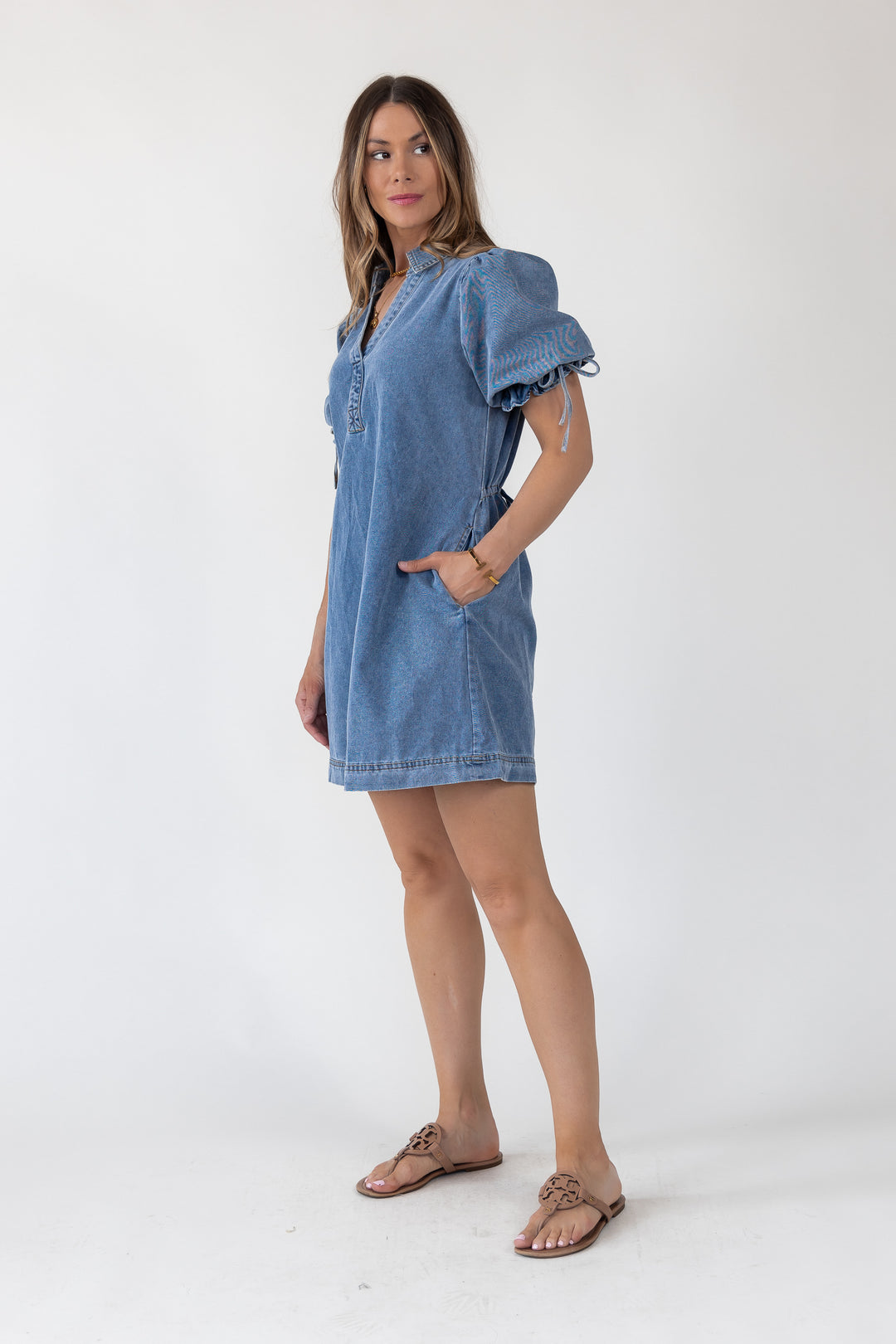Camden Tie-Back Denim Mini Dress