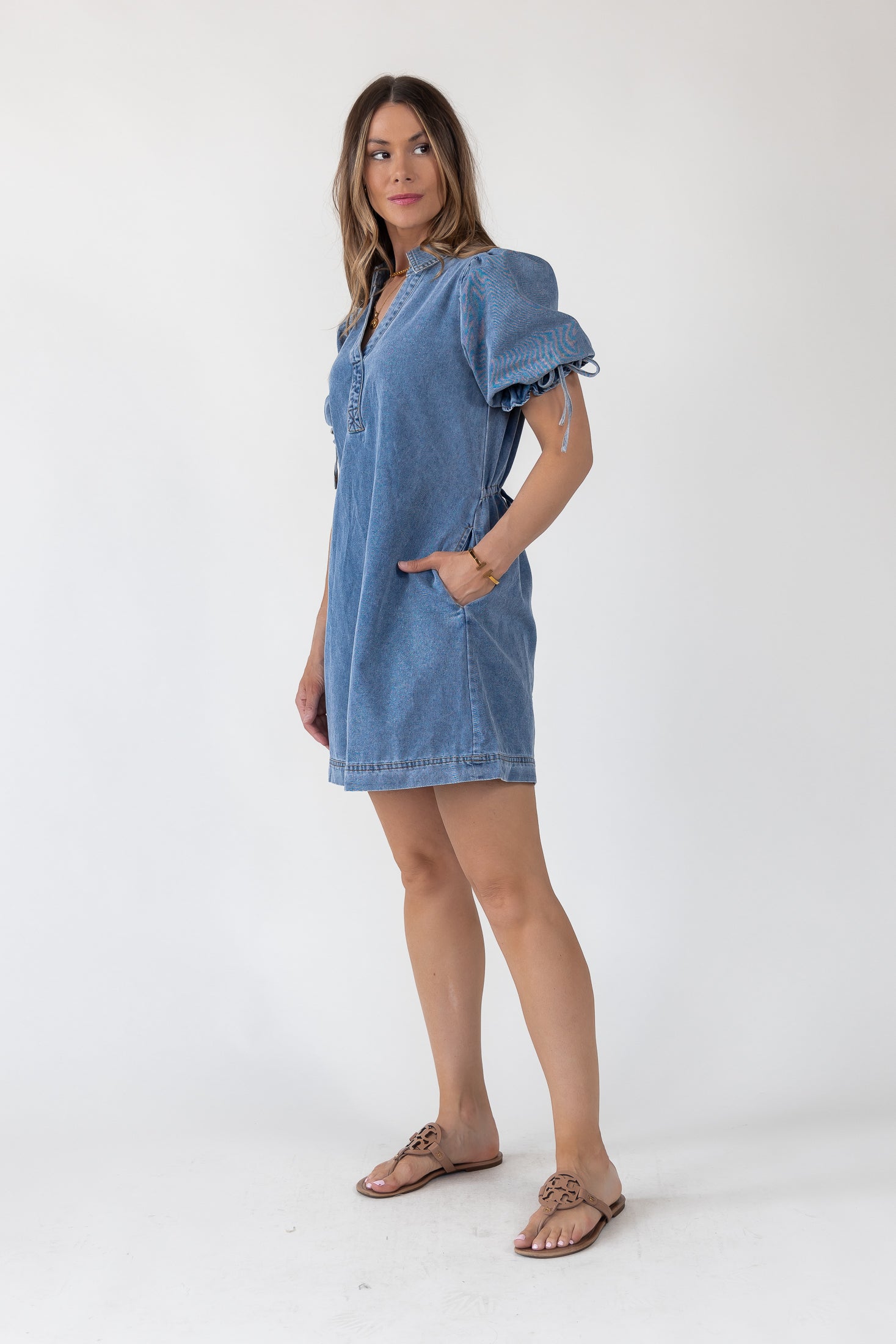 Camden Tie-Back Denim Mini Dress
