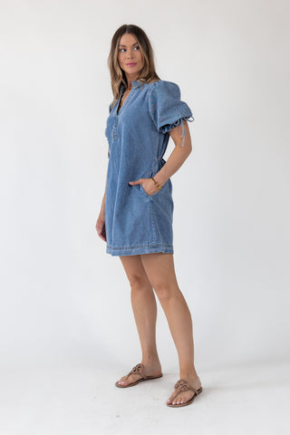 Camden Tie-Back Denim Mini Dress