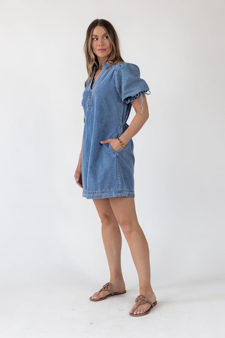 Camden Tie-Back Denim Mini Dress