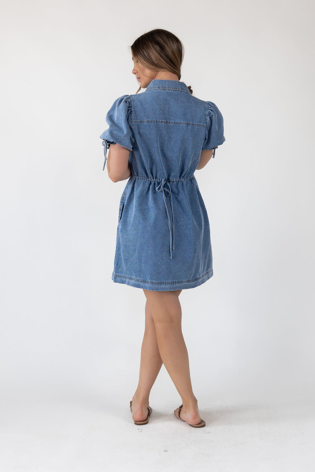 Camden Tie-Back Denim Mini Dress